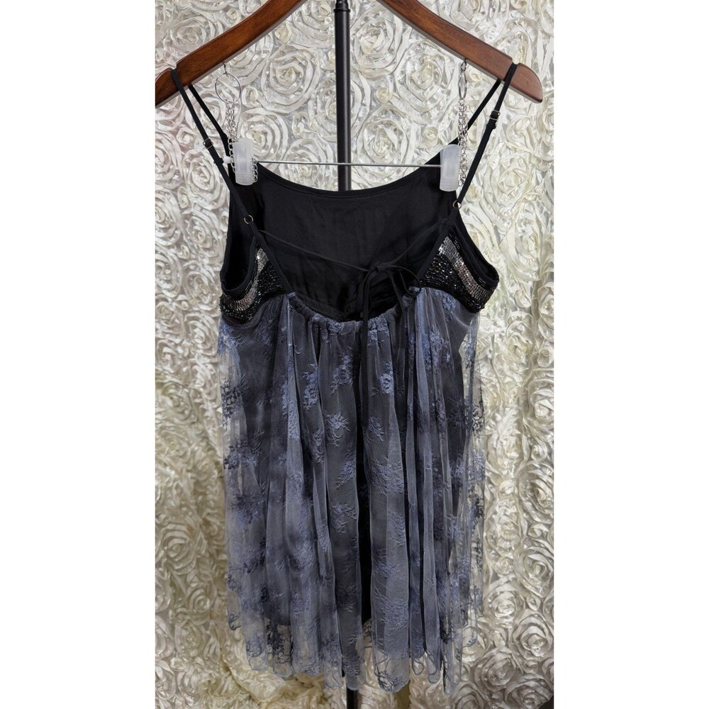 Ecote Black Blue Lace Beaded Babydoll Fairy Grunge Whimsigoth Size S.Made India - Picture 4 of 8